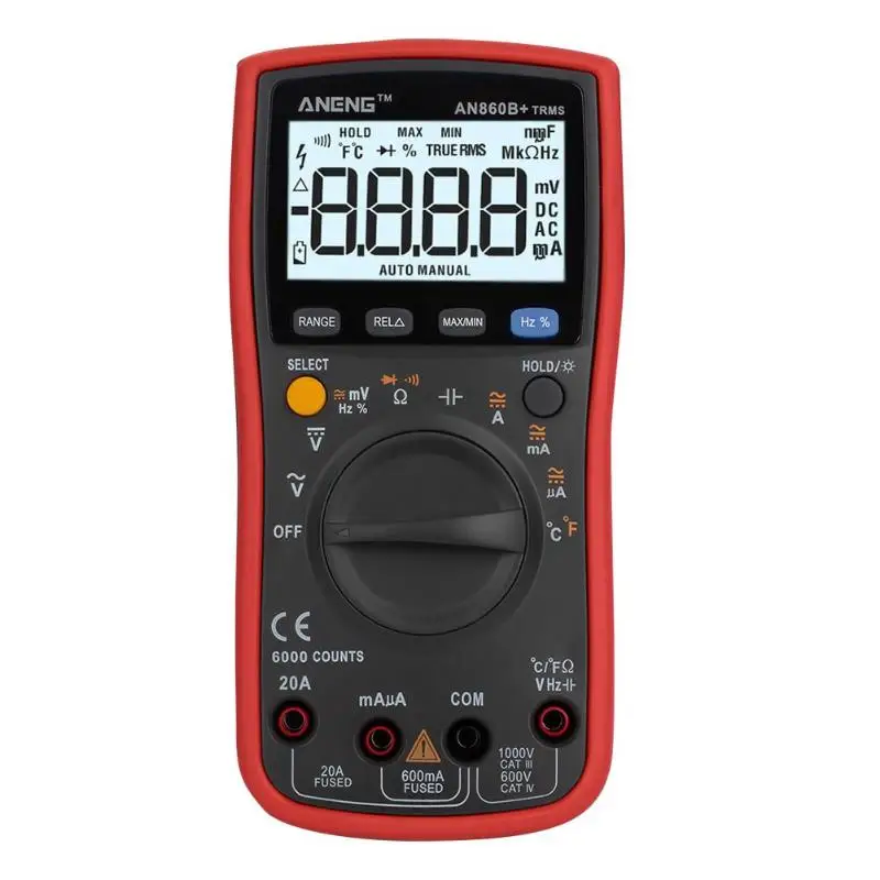 Красный ANENG AN860B цифровой мультиметр AC/DC амперметр вольтметр тестер температуры AC/DC Вольтметр Сопротивление портативный измеритель - Цвет: Красный