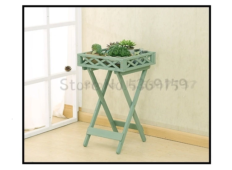 Solid Wood Balcony Indoor and Outdoor Green Sorrel Succulent Flower Shelf Living Room Floor Anti-corrosion Wood Pot Rack