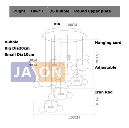 LED Постмодерн Нордик Железные Стеклянные пузыри дизайнерские Люстра. люстры светодиодный свет светодиодный светильник для столовой фойе - Цвет абажура: s size 7light 35ball