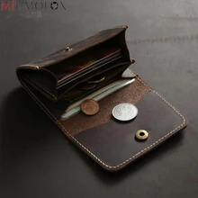 

Fashion Crazy Horse Leather Men Coin Purse Genuine Leather Hasp Change Wallet Short Credit Card Holder New Bank Cardholder Case