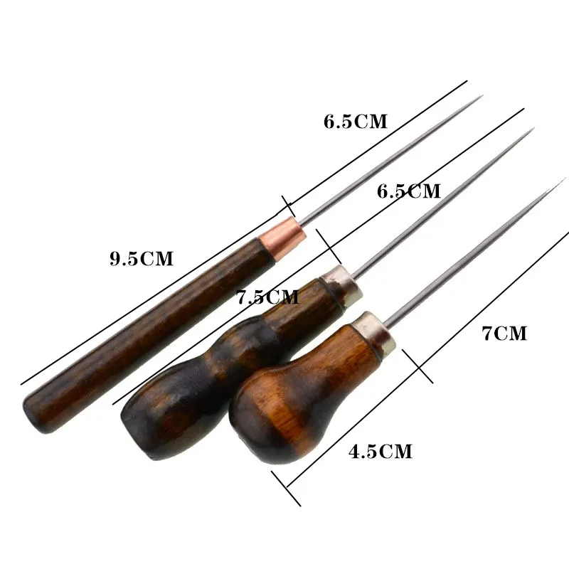 

New Hot Sale Durable Professional Leather Wood Handle Awl Tools For Leather craft Stitching Sewing Accessories Fast Delivery