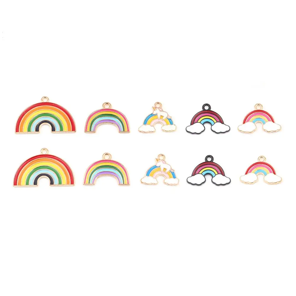 

Doreen Box Zinc Based Alloy Gold Color Weather Collection Charms Rainbow Multicolor Enamel Pendants DIY Making Jewelry,10PCs