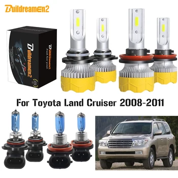 

Buildreamen2 4 Pieces Car Headlight High Low Beam LED Halogen Headlamp Light 12V For Toyota Land Cruiser 2008 2009 2010 2011
