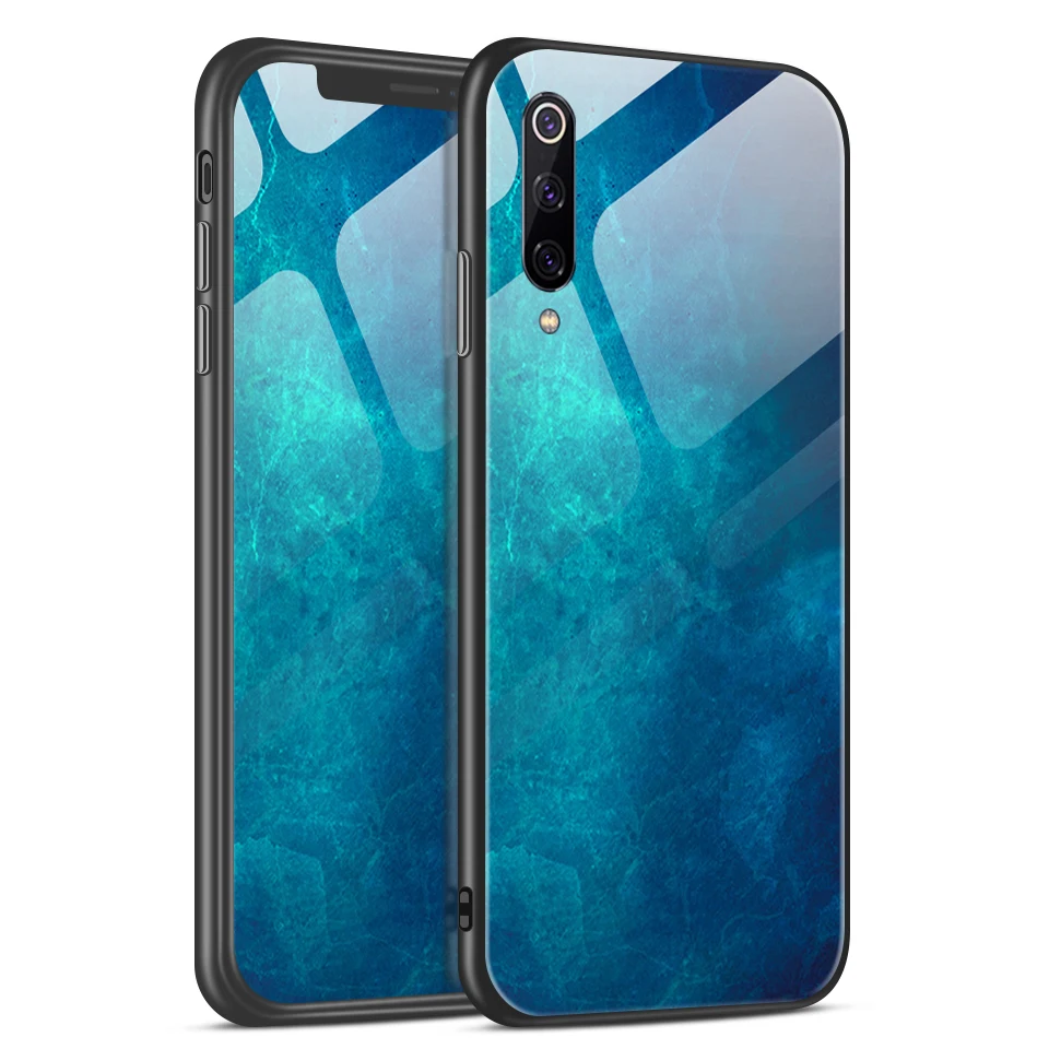 W120 Для Xiao mi 9/9 SE Модный чехол из закаленного стекла ТПУ для задней защиты Xiaomi mi 9se Роскошные противоударные мягкие чехлы для телефонов - Цвет: W120