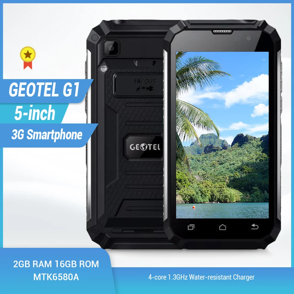 

GEOTEL G1 3G Smartphone 5 Inch 2GB RAM 16GB ROM 4-core Android 7.0 1.3GHz 7500mAh Waterproof Charger Mobile Phone