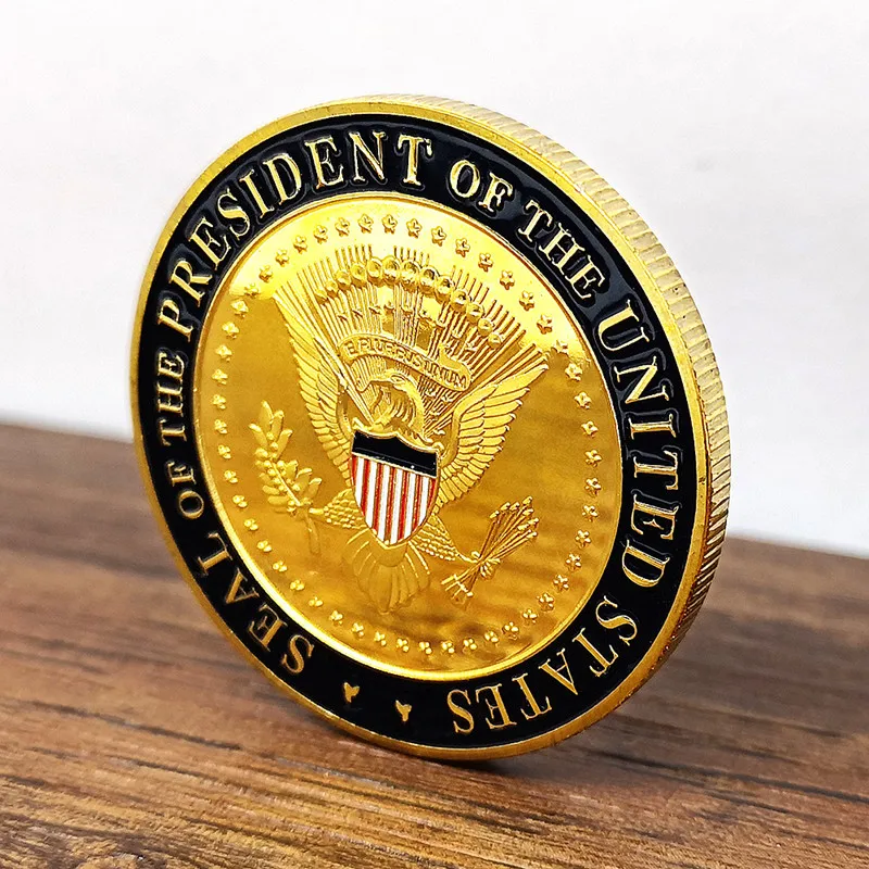 10 шт.,, значок в виде Дональда Трампа, значок в виде американского флага, Большое Серебряное золото, 40 мм, украшение, сувенир, совершенно Новая монета