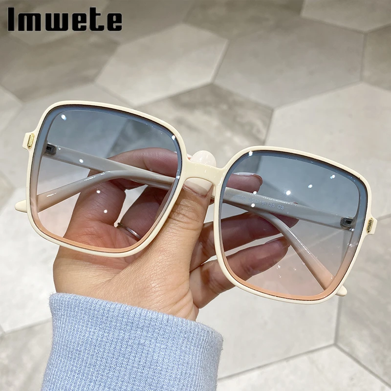 Imwete Oversized Sunglasses Women Luxury Designer Vintage Square Sun Glasses Classic Eyewear for Lady UV400 Big Frame big sunglasses for women