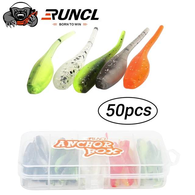 RUNCL 50pcs 5cm Soft Jerk Baits Jerk Shad Minnow Baitfish Thin