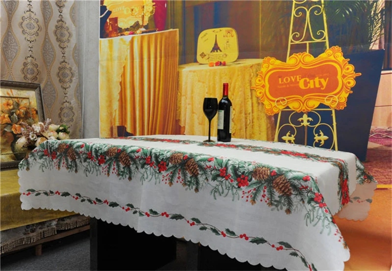 180*150 см год белая скатерть красивые рождественские цветы прямоугольные Скатерти скатерти для стола, рождественские товары покрытие стола - Цвет: style 1