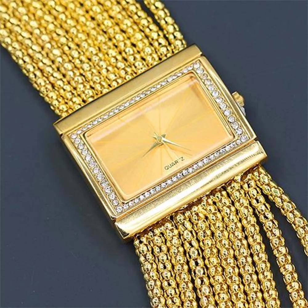 Модные женские часы Роскошные Многослойные аналоговые кварцевые часы из сплава с золотым ремешком часы-браслет reloj mujer женские часы