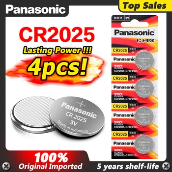 

CR 2025 3V Lithium Coin Battery 4PCS/LOT Panasonic Original cr2025 Button Cell Batteries For Watch Calculator Weight Scale