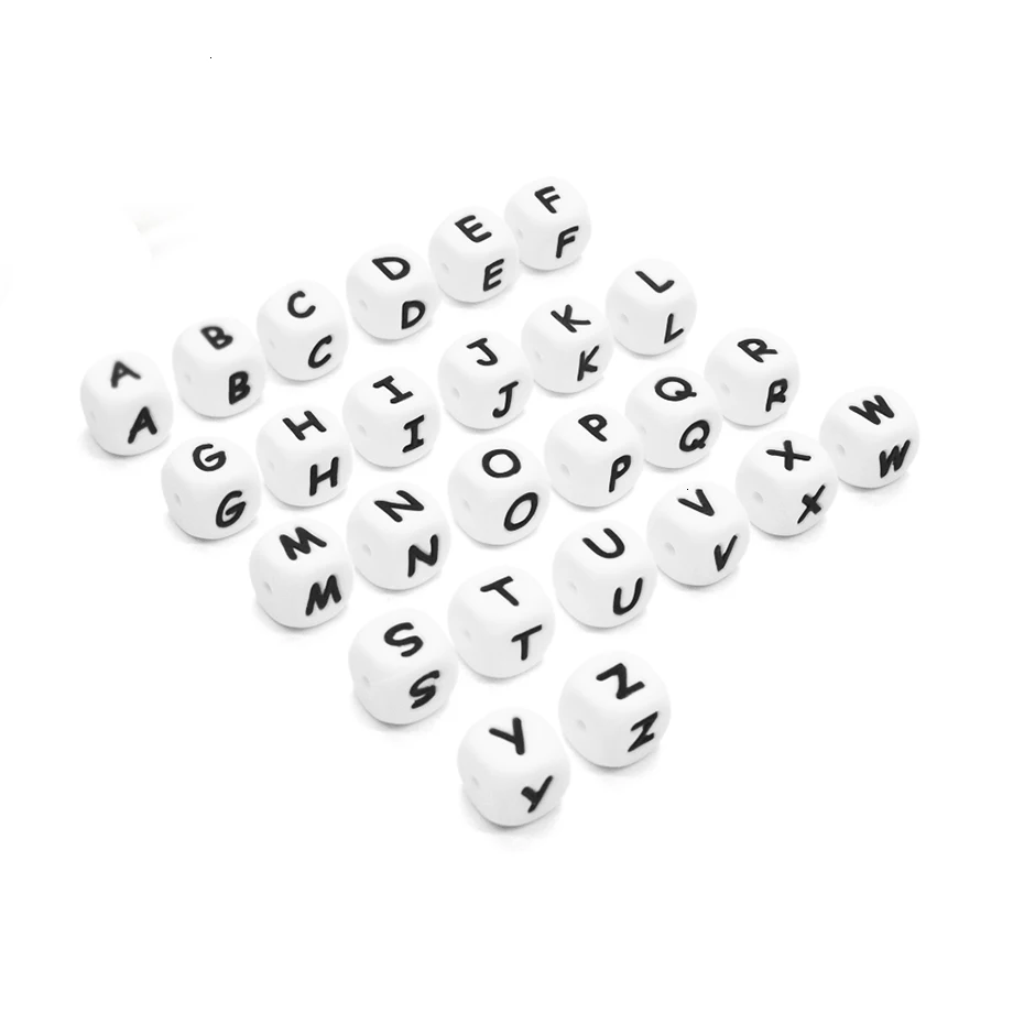 100pc Silicone Alphabet Beads Baby Teething Beads For DIY Necklace Pacifier Chain Nursing Accessories Gifts Silicone Teether Toy