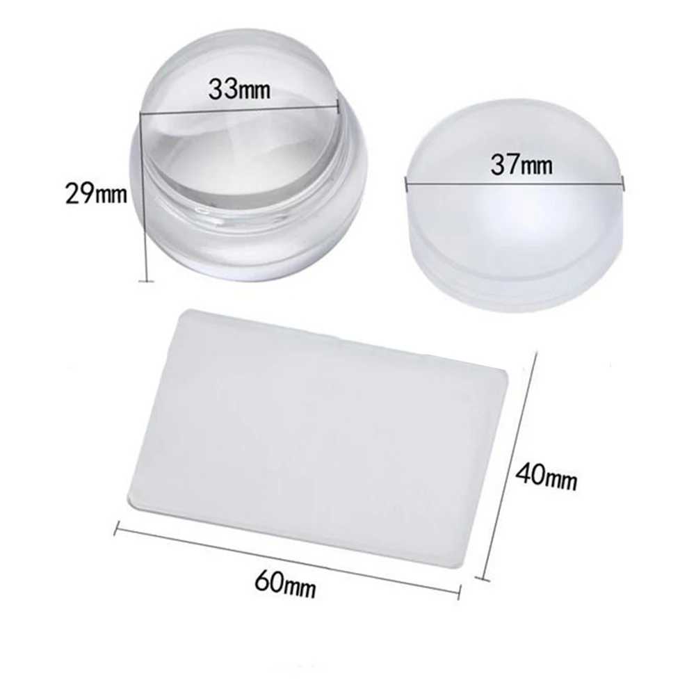 Шаблоны для дизайна ногтей чистые прозрачные силиконовые пластины для штамповки ногтей скребок с крышкой прозрачный штамп для ногтей силиконовый уплотнитель для ногтей