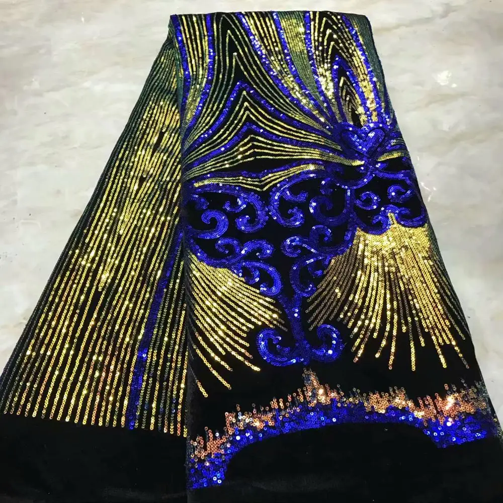 

2019 Latest Sexy French Embroidered Tulle Lace Africa Sequins Mesh Lace Fabric Sewing for Party Wedding Dress Top Quality 5yards