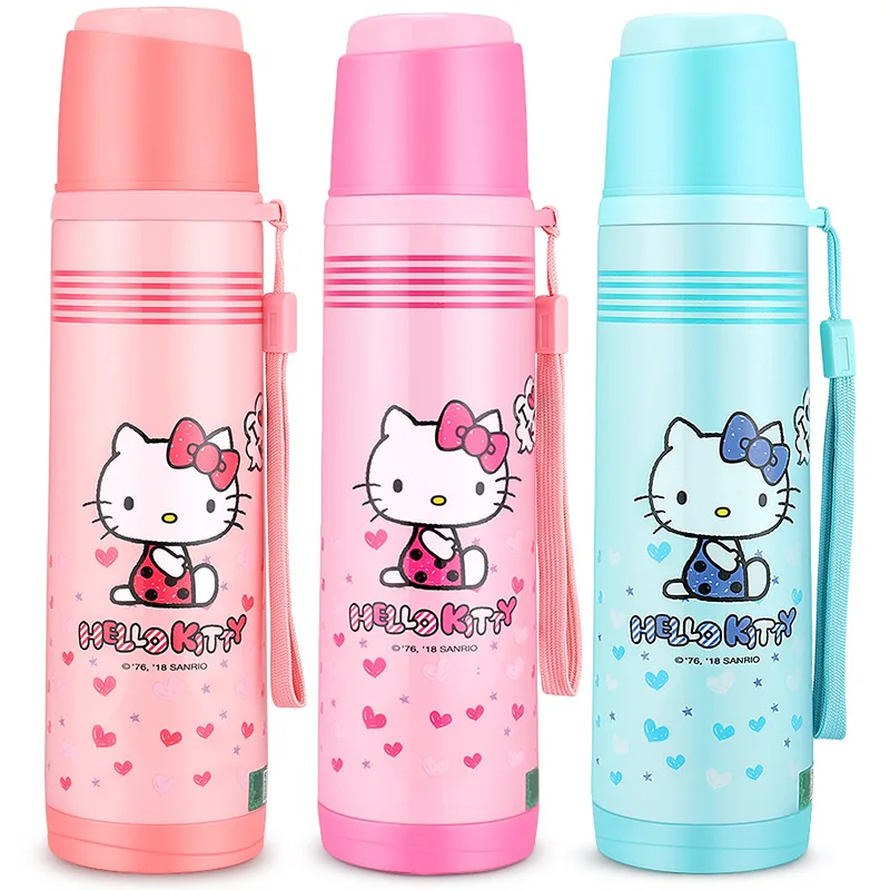 

Hello Kitty Children Insulated Cup Girls Glass Korean-style Cartoon Cute Young STUDENT'S Cup with Lid Water Bottle