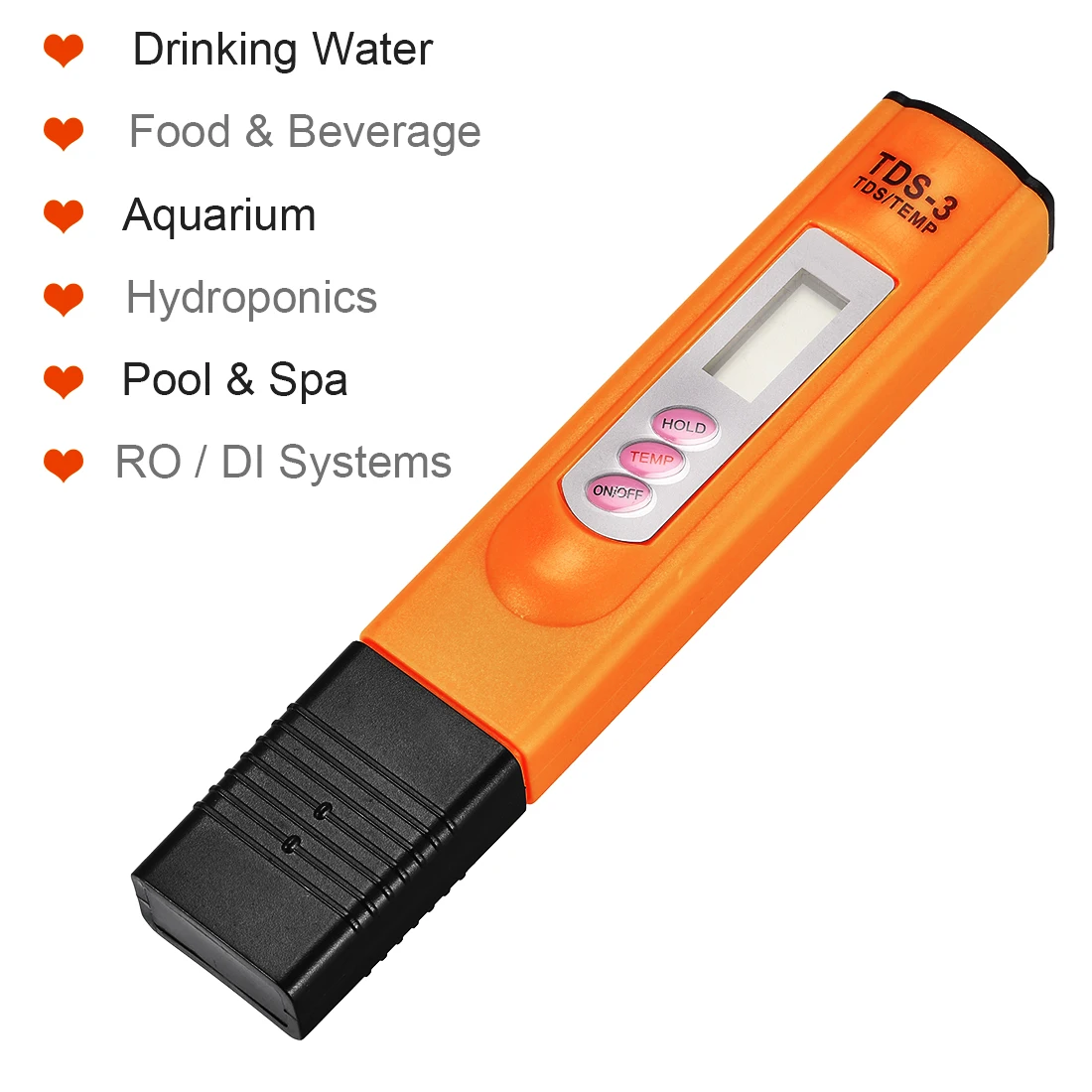 Uxcell TDS-3 PPM Измеритель проводимости цифровой тестер для воды аквариум бассейн оранжевый 2 шт