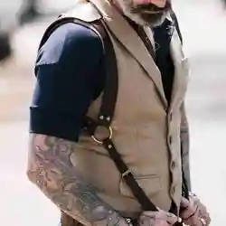 Leather Suspender Vintage Men Medieval Renaissance Harness Punk Chest Shoulder Belt Strap Suspensorio Apparel Accessories
