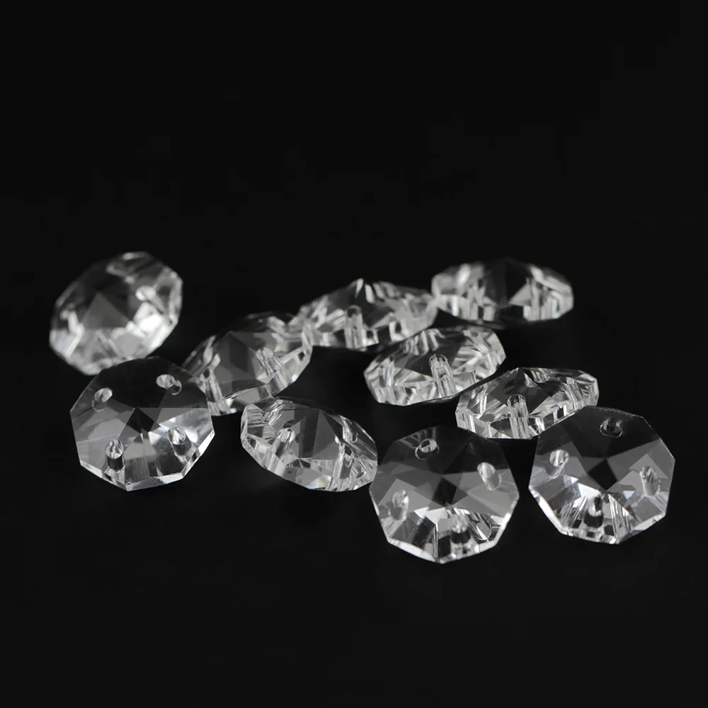 4 Holes Clear Octagon Crystal Chandelier Beads Glass Prism Beads 50pcs/lot Glass Chandelier Parts & DIY