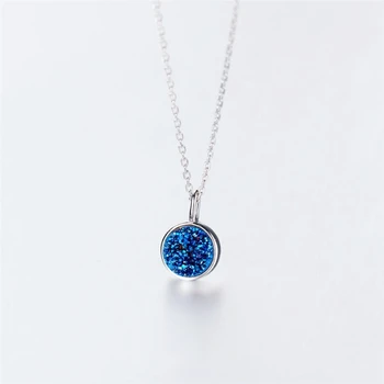 

Sole Memory Blue Crystal Planet Dreamy Starry Sky Pendant 925 Sterling Silver Clavicle Chain Female Necklace SNE409