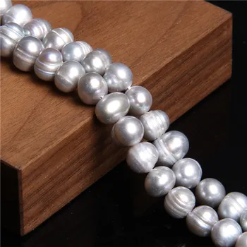 

14" Gray Potato Pearls 7-8 mm Natural Freshwater Pearls Round Loose Beads For DIY Making Jewelry Decora Women Necklace Bracelet