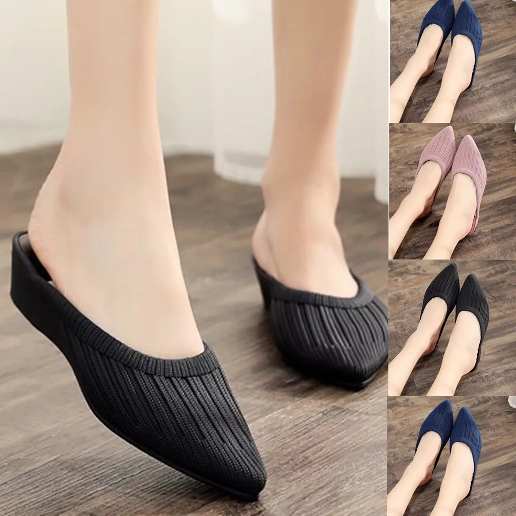 Chaussures femme/Женская обувь Элегантные туфли на танкетке с острым носком без застежки