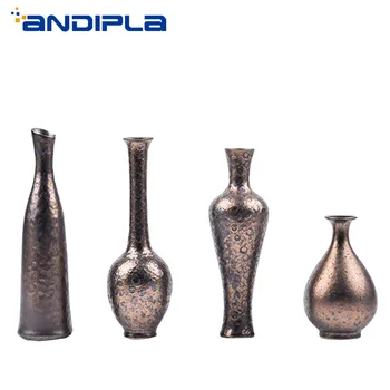 

Jingdezhen Ceramic Mini Flower Pot Copper Bronze Glaze Tabletop Vase Japanese Style Tea Ceremony Ikebana Vintage Home Decoration