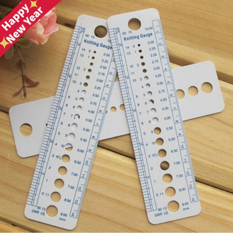 

2-10mm 1pcs Knitting Needle Gauge Inch cm Ruler Tool US UK Canada Sizes