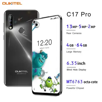 

OUKITEL C17 Pro 6.35'' Android 9.0 4GB 64GB Smartphone 19:9 MT6763 CPU Fingerprint Face ID Octa Core 3900mAh 4G Mobile Phone
