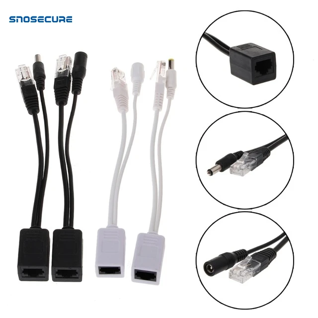 SNOSECURE POE Cable Passive Power Over Ethernet Adapter POE Splitter RJ45 Injector Power Supply Module 12-48v For IP Camera