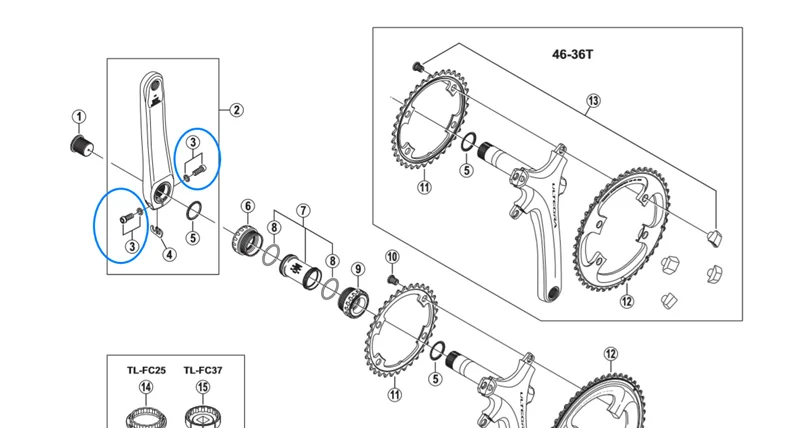 Shimano MTB велосипед Левая рукоятка зажим Болт и уплотнительное кольцо велосипедный FC-6700/6800/M770