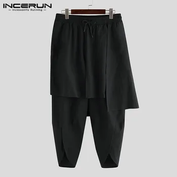 

INCERUN Men Harem Pants Solid Joggers Elastic Waist Irregular Trousers Men 2020 Streetwear Casual Loose Punk Pantalones Hombre