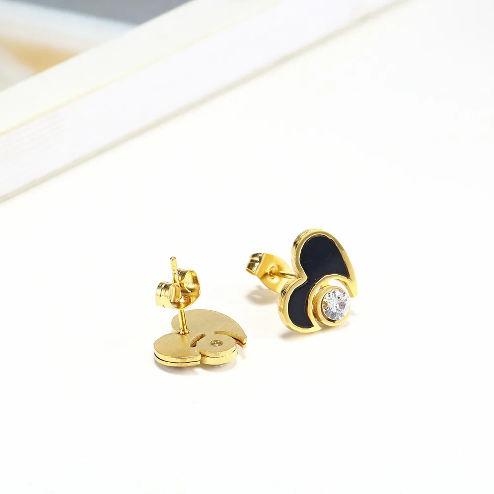 OUFEI черный корпус комплект ожерелья с подвеской в форме сердца серьги для женщин ювелирные изделия из нержавеющей стали Женская мода ювелирные изделия аксессуары