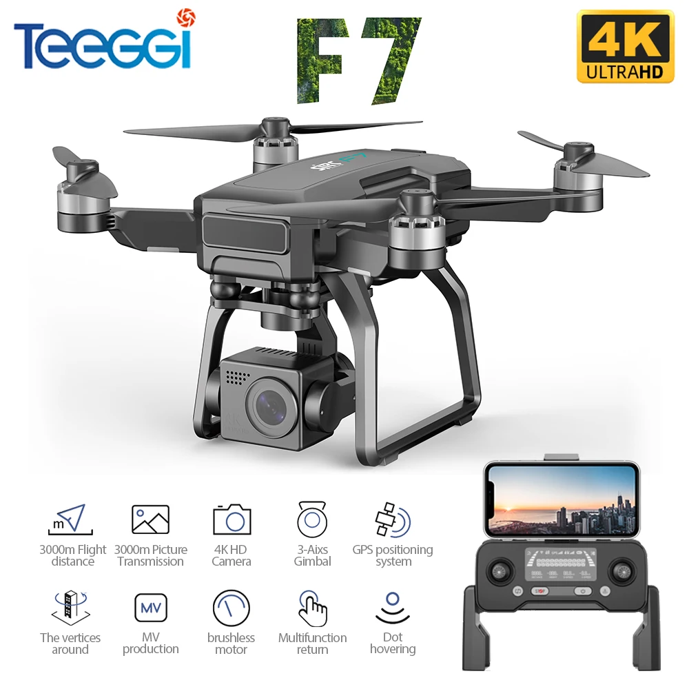 SJRC F7 4K PRO Дрон GPS 5G WiFi трехосевой антивибрационный карданный бесщеточный HD камера