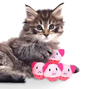 

3Pcs Frog Pig Shape Pet Cat toys Plush Bell Hollow Out Round Ball Cat Kitten Interactive Toy