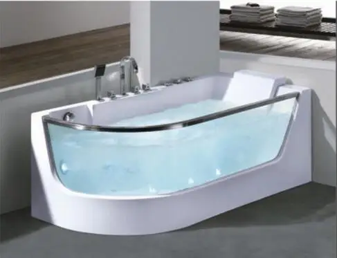 1650mm Bathroom Whirlpool Bathtub LED Colored Lights Indoor Spa Double People Surf Massage Tub 11248
