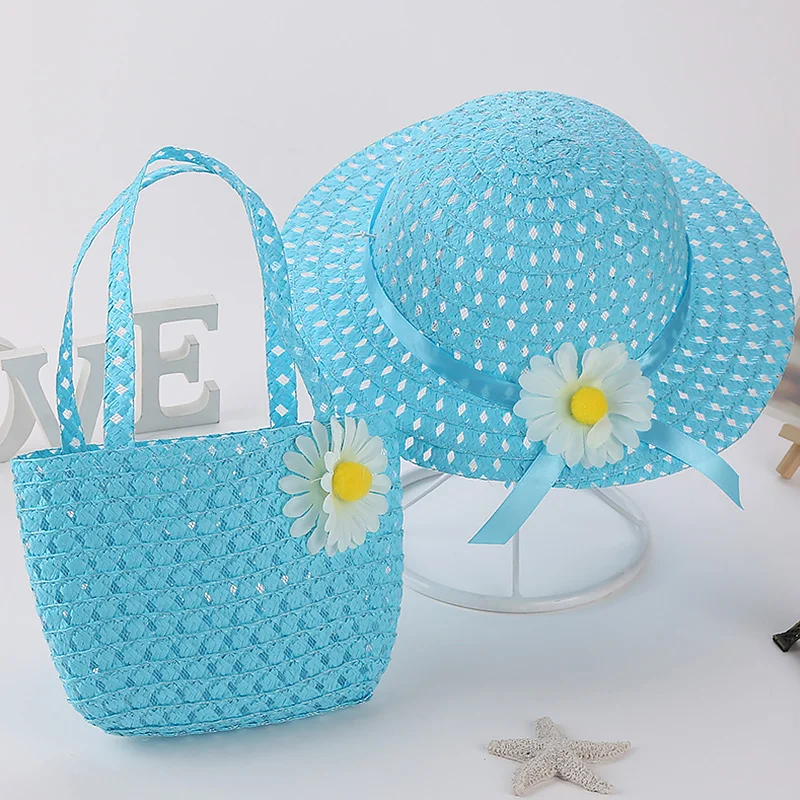 Beach Hat New Summer Children Wide Brim Straw For 3-7 Old Years Holiday Travel