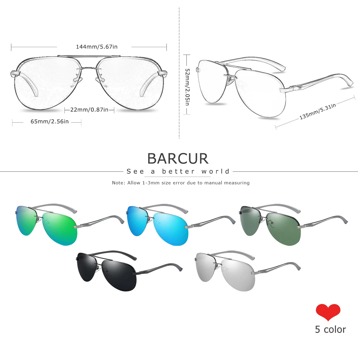 Ультралегкие мужские очки от солнца BARCUR, поляризационные очки в оправе из алюминиево-магниевого сплава и нержавеющей стали для вождения и спорта
