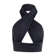 Aliexpress - Women Strappy Cross Over Front Cut Out Halter Neck Sleeveless Backless Crop Top Bandage Vest Summer Sexy Tops Woman Clothes