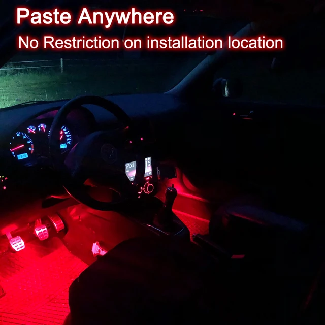 Luci LED Per Auto Senza Fili - 4 Pezzi RGB Ricaricabili | Illuminazione Abitacolo