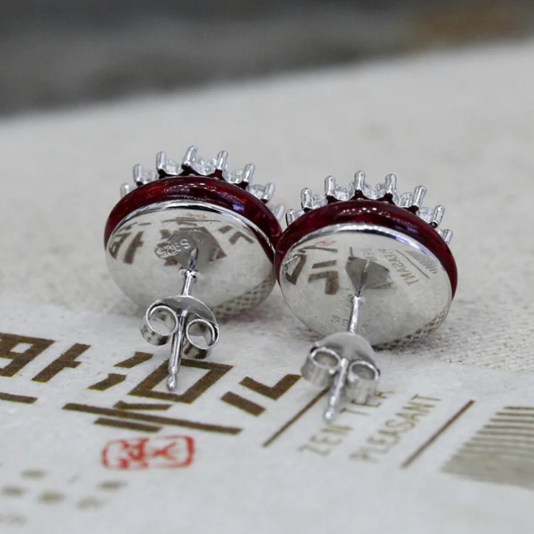 Uglyless Noble Garnet Red Stud Earrings for Women Shinning Zircon Floral Earrings Solid 925 Sterling Silver Brincos Bijoux E1706