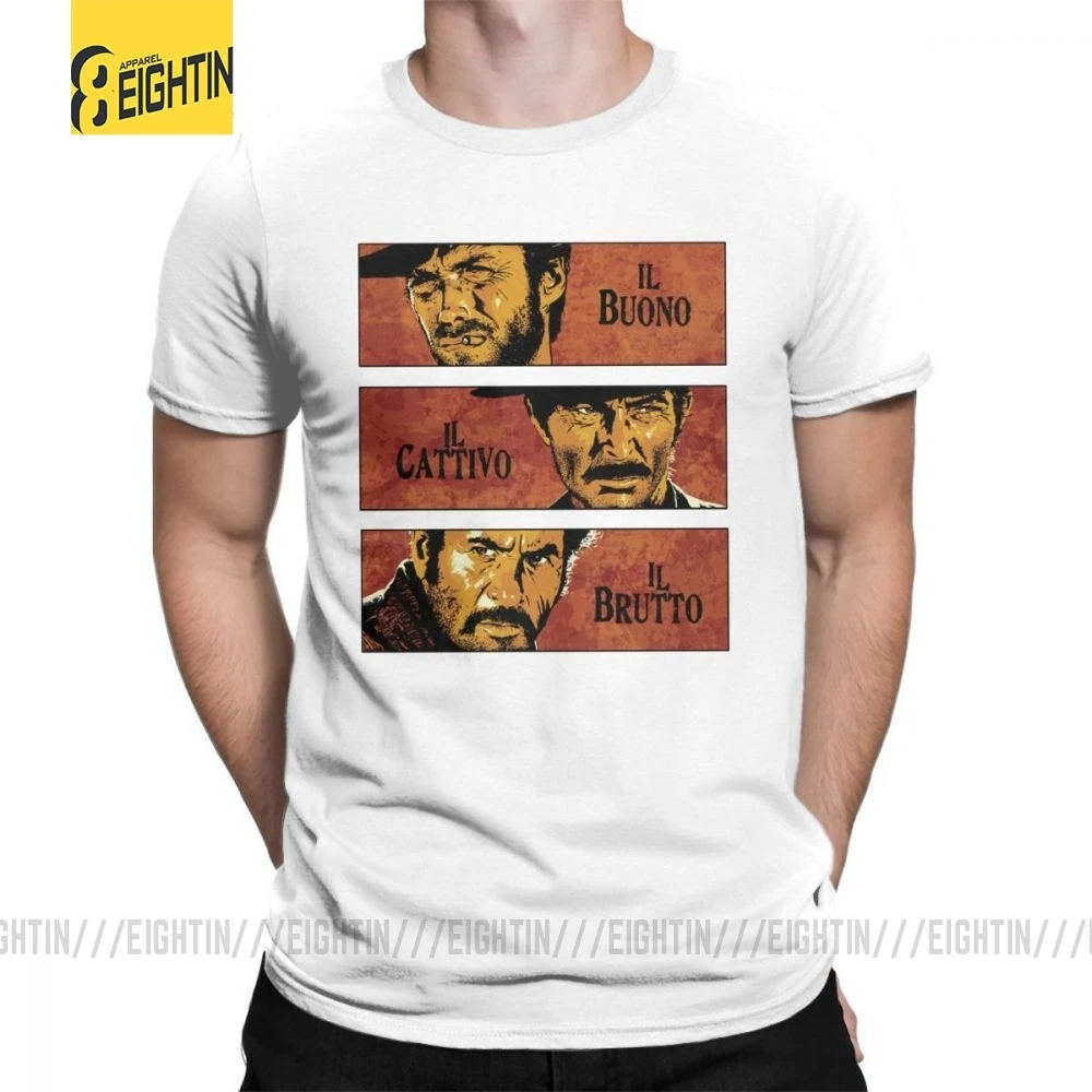 The Good The Bad And The Ugly Clint Eastwood, футболка с коротким рукавом размера плюс, футболка из хлопка с круглым воротником, мужские топы, футболки