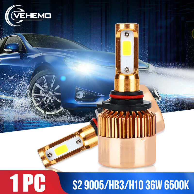 Vehemo S2 9005/HB3/H10 DC12V светодиодный противотуманный светильник, Автомобильный светодиодный головной светильник, лампы, золотой автоматический светильник, светодиодный головной светильник, аксессуары для автомобиля