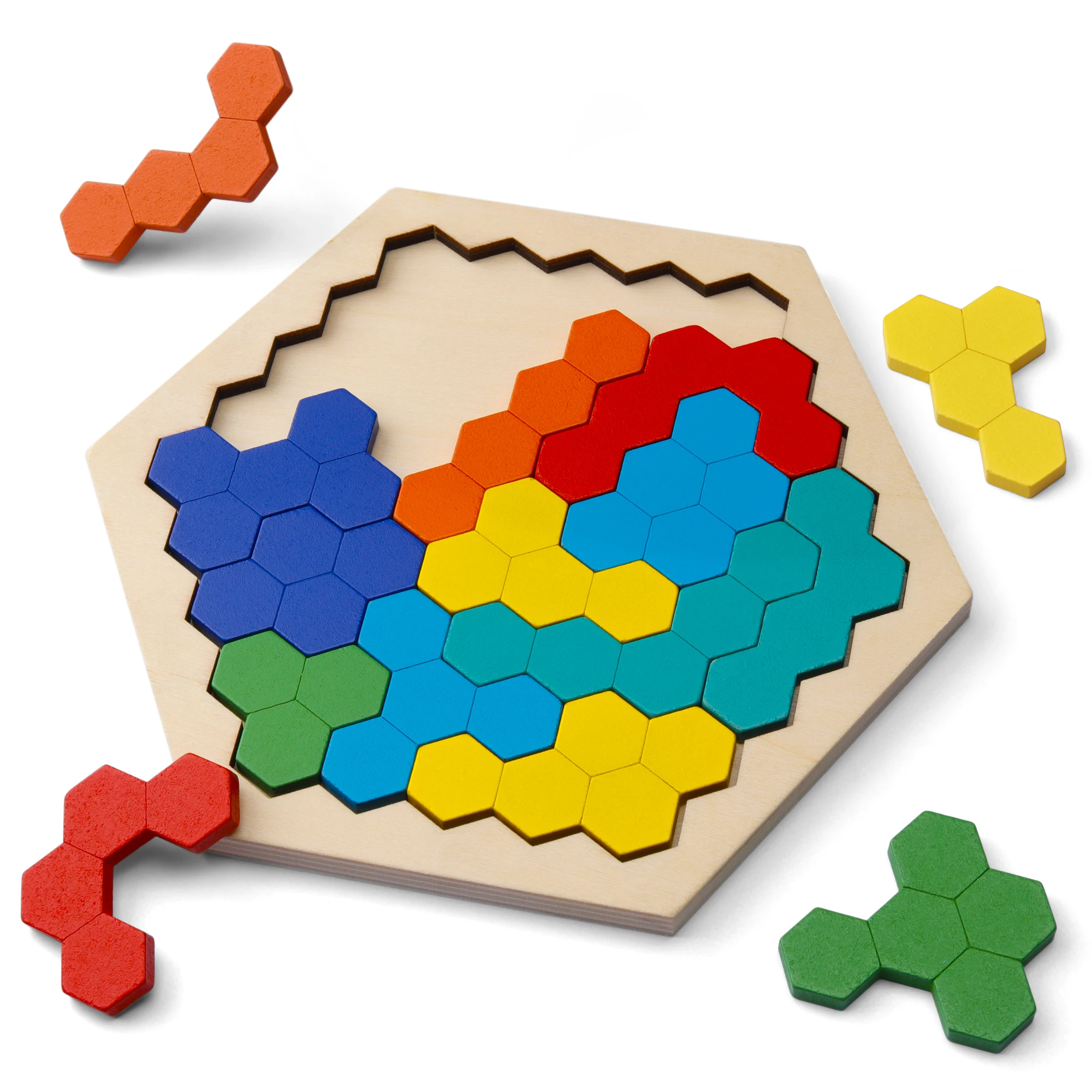 Coogam Wooden Hexagon Puzzle For Kids 