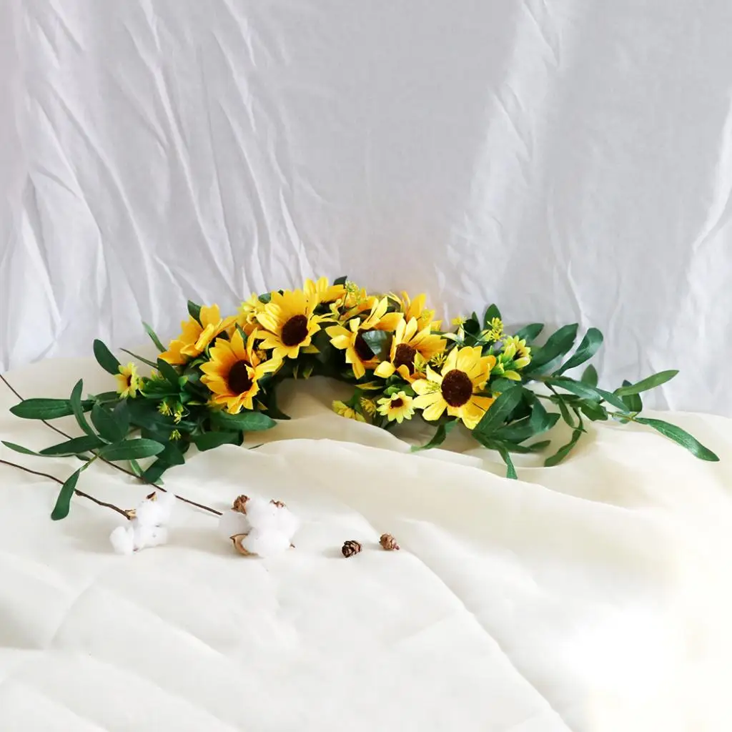 Front Door Wreath Garland Fake Sunflower Swag Arch Front Door Wall Decorations Artificial Sunflower Swag Sunflower Vines