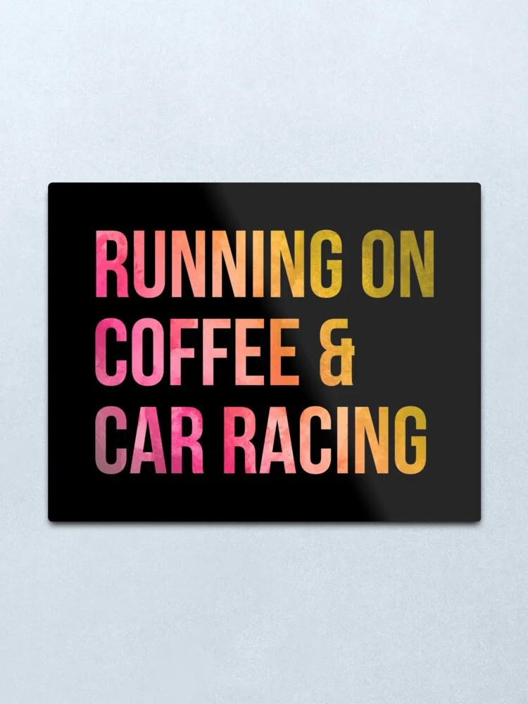 Running on Coffee and Car Racing in Watercolor Metal Print Tin Sign Man Cave Bar Pub Club Wall Decor 20x30cm | Дом и сад