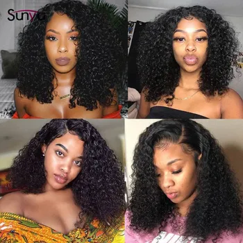 

Sunya Kinky Curly Short Bob Wigs 13x4 Deep Curly Human Hair Wigs Indian Remy Short Bob Lace Front Wigs For Black Women Pre Pluck