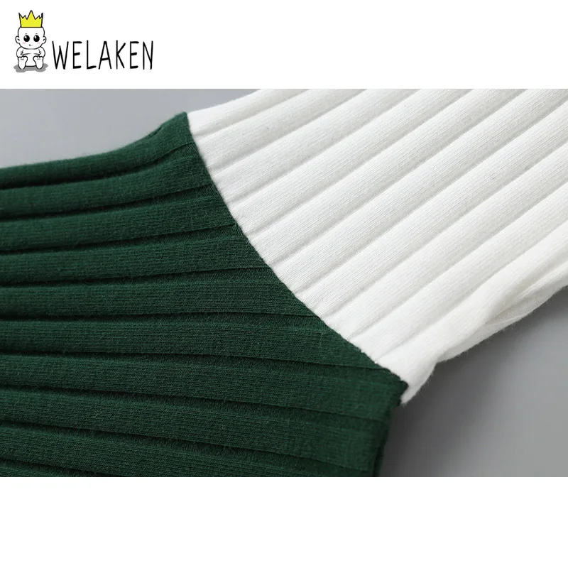 Welaken/Новое поступление; Детский свитер; Высококачественная хлопковая Модная одежда с круглым вырезом и рукавами-колокольчиками для маленьких девочек; детская одежда