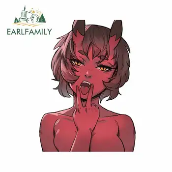 

EARLFAMILY 13cm x 9.7cm for Devil Girl Ahegao Face Car Stickers Trunk Laptop Decal Motorcycle RV Occlusion Scratch Car Styling