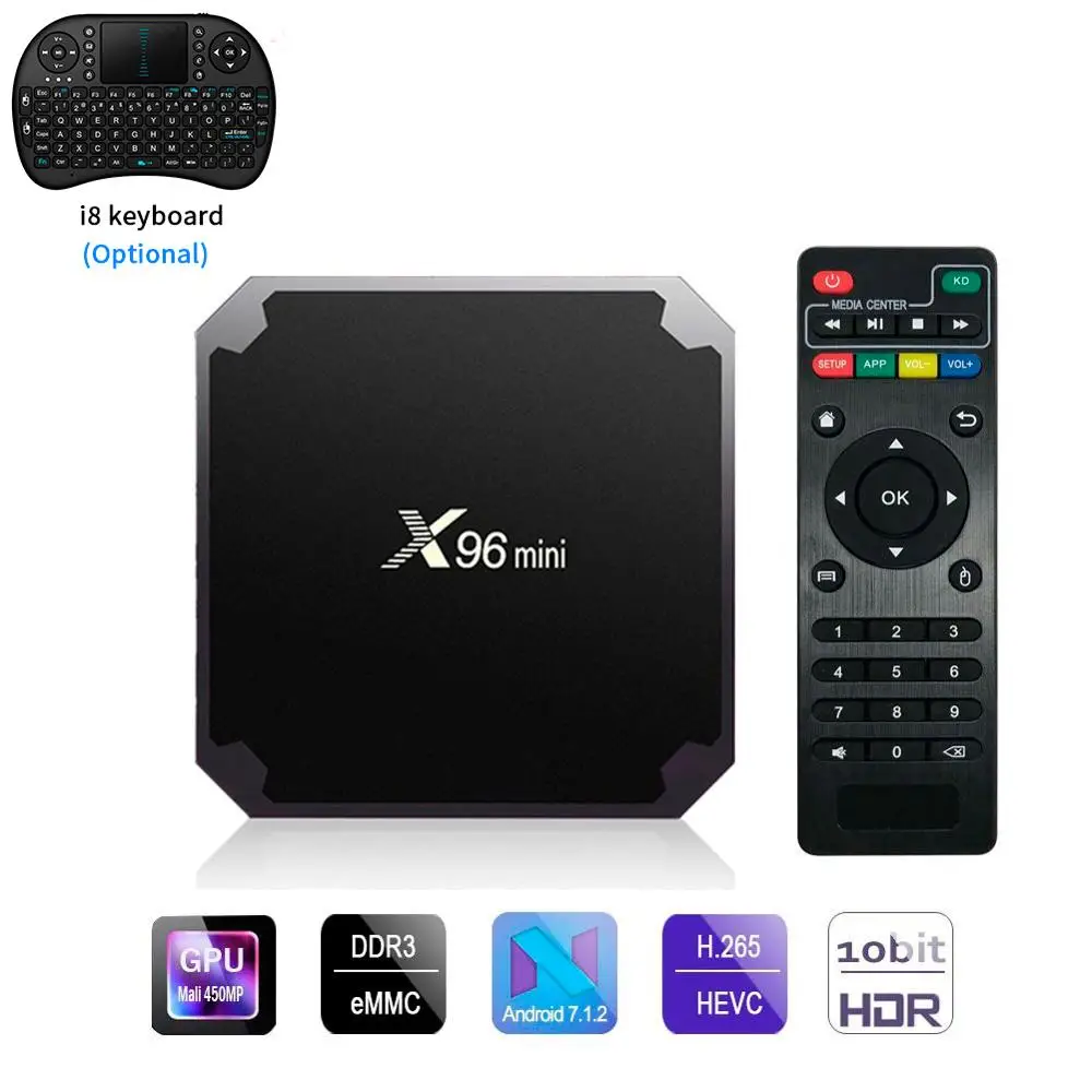 

X96 mini Android 7.1 Smart TV BOX 2GB/16GB TVBOX X 96 mini Amlogic S905W H.265 4K 2.4GHz WiFi Media Player Set Top Box X96mini