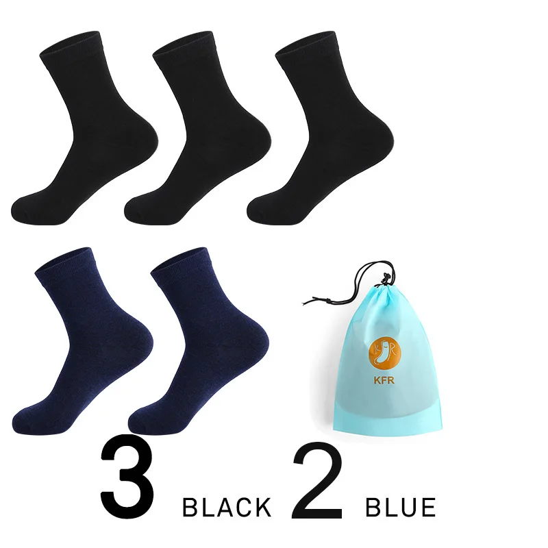 5 пар/лот мужские хлопковые носки новые стильные длинные носки деловые повседневные мужские носки для подарка плюс евро 39-45 с сумкой